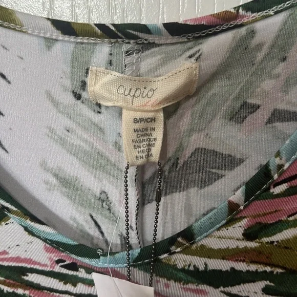 Cupio Sz S short sleeve multicolor palm print maxi NWT - Picture 2 of 6